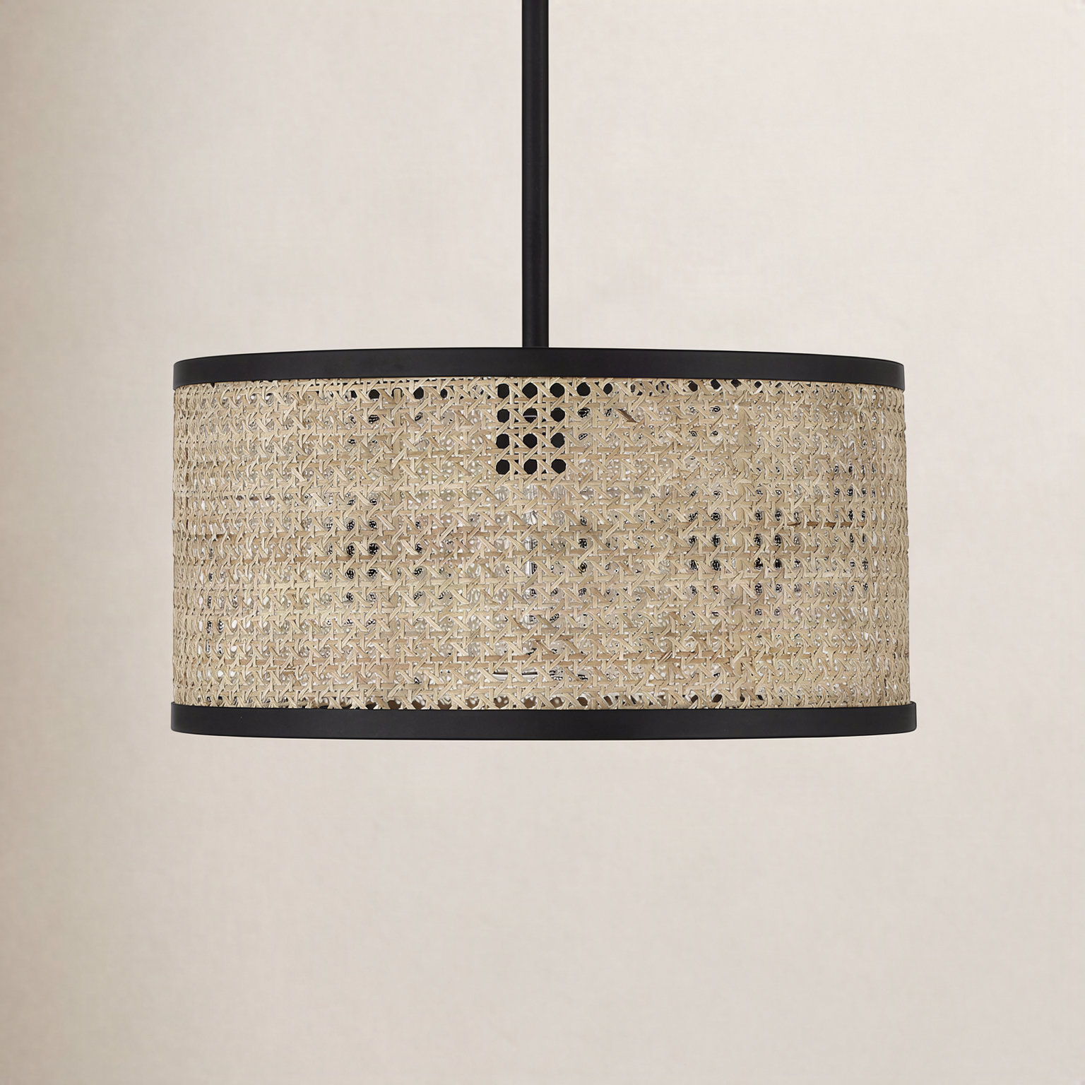Drax Single Light Natural Cane Dimmable Pendant