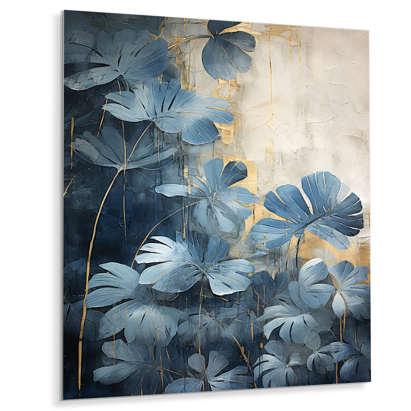 «White and Blue Tropical Expression» sur, H 20 po x l 12 po