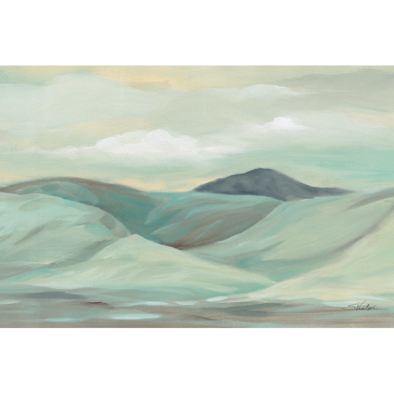«Mint Hills Crop» par Silvia Vassileva - Peinture, Blanc, H 20 po x l 30 po, Impression avec cadre érable
