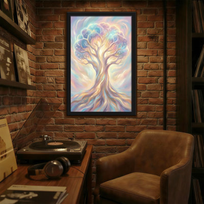 Abstract Dreamy Tree With Cosmic Leaves And Roots