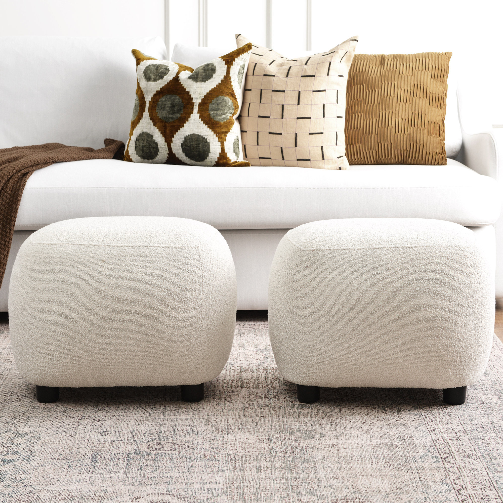 Wade Logan® Overstreet 23" Wide Upholstered Ottoman Set Of 2 & Reviews | Wayfair
