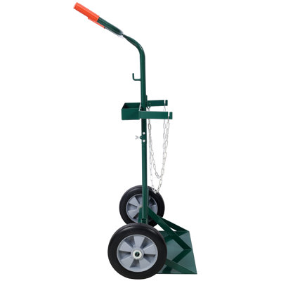 Chariot porte-bouteilles de soudage en acier vert, capacité de 440 lb, monobloc, double réservoir oxygène-acétylène, avec roues en caoutchouc de 10 pouces