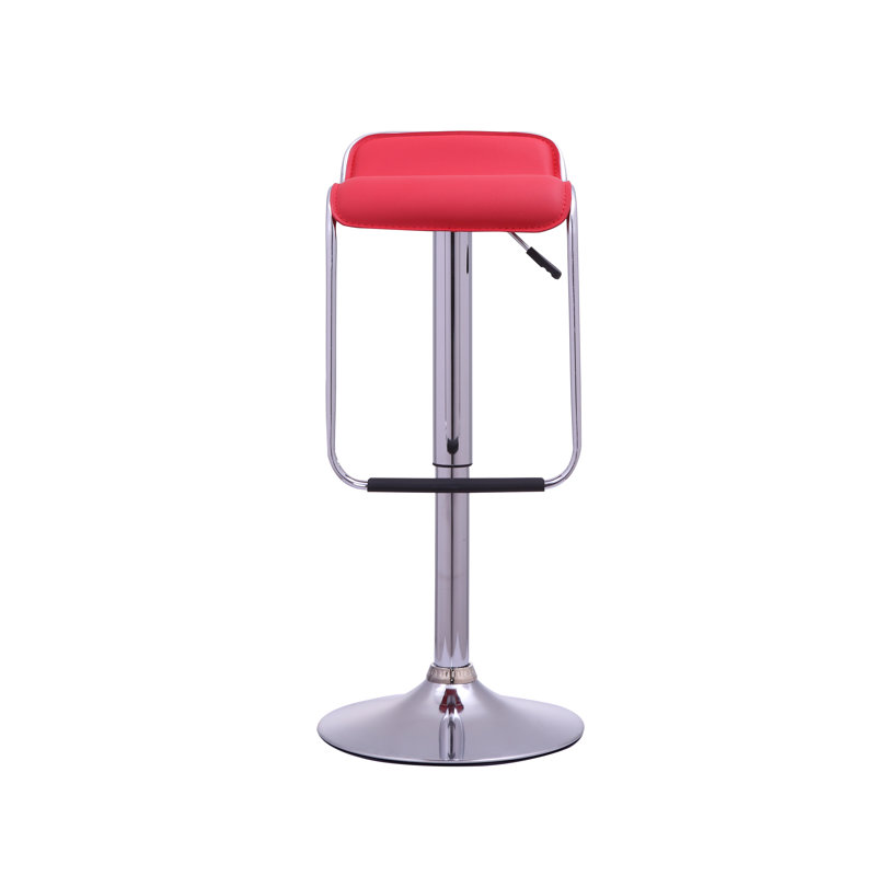 Steadham Swivel Upholstered Adjustable Height Bar Stool, Red