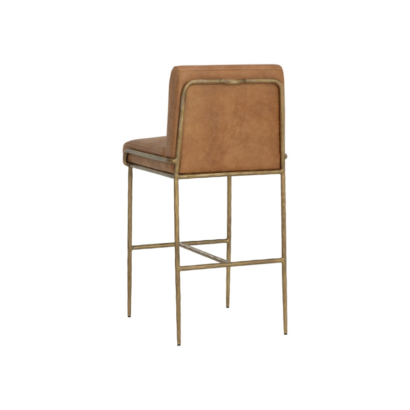 Tabouret LATHAN - Cuir brun clair