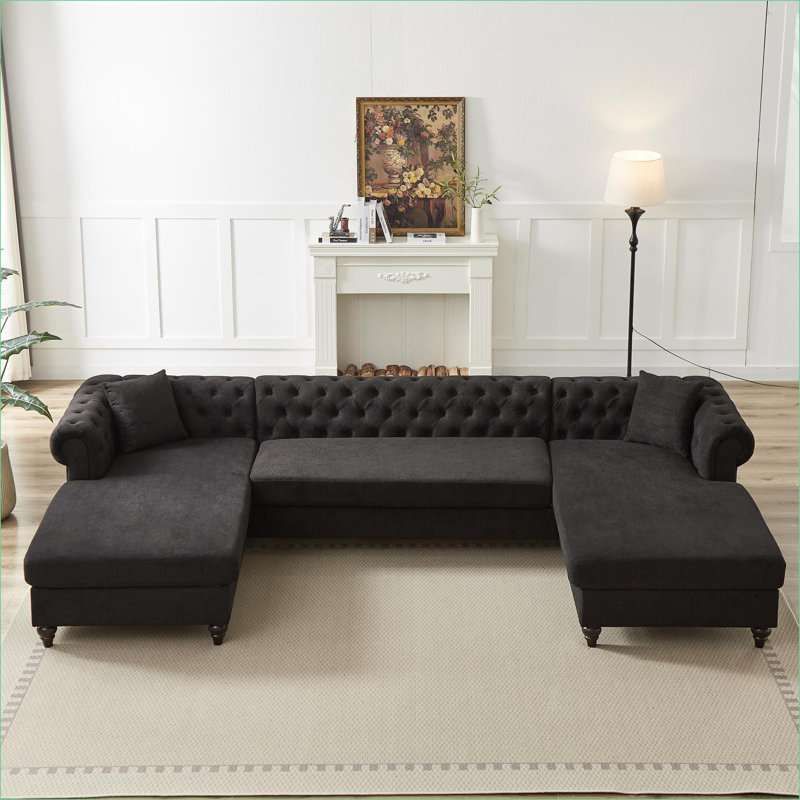 Canapés modulaires | 135,5 pouces en forme de U moderne, 2 chaises longues, pour le salon, la salle de projection et le salon | Chenille | Standard