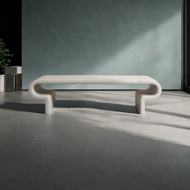 Banc rembourré en cuir Ruperto, H 16,14 po x l 70,86 po x P 15,74 po
