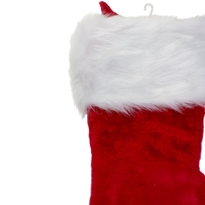 Chaussette de Noël 20 po rouge traditionnelle avec revers blanc