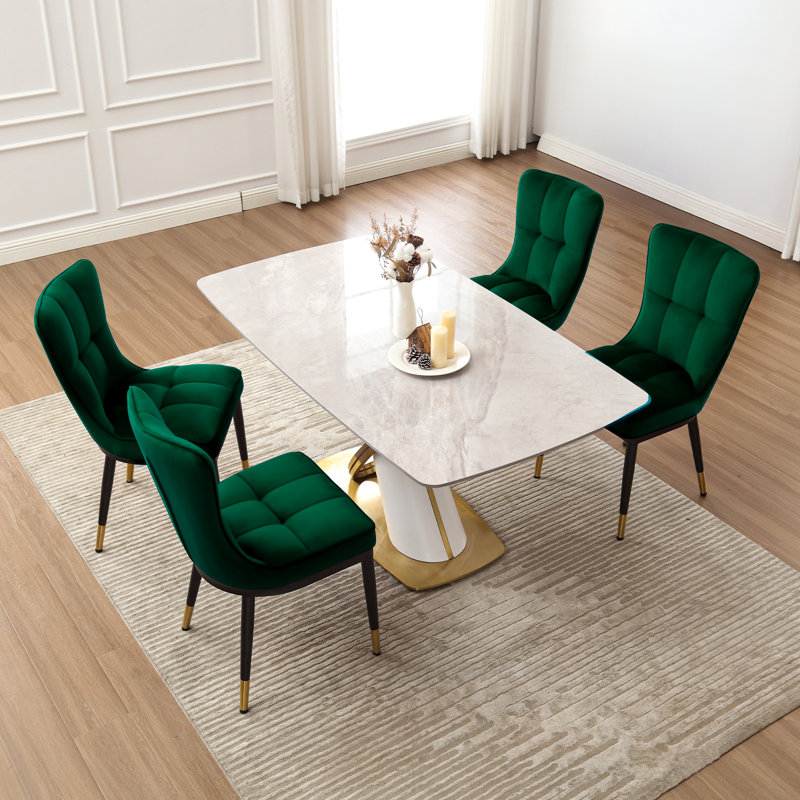 Chaise Parsons rembourrée et revêtue de velours, Vert