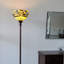 Lampe sur pied de forme traditionnelle brune 70 "avec abat-jour en verre Tiffany vert et brun