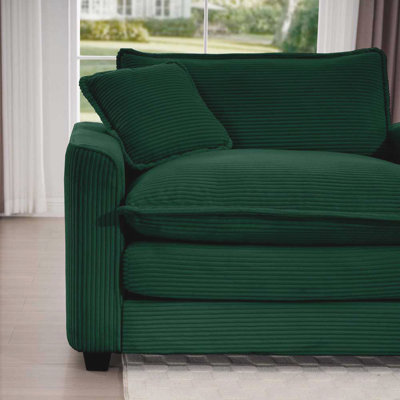 Corduroy Sofa with 1 Footrest