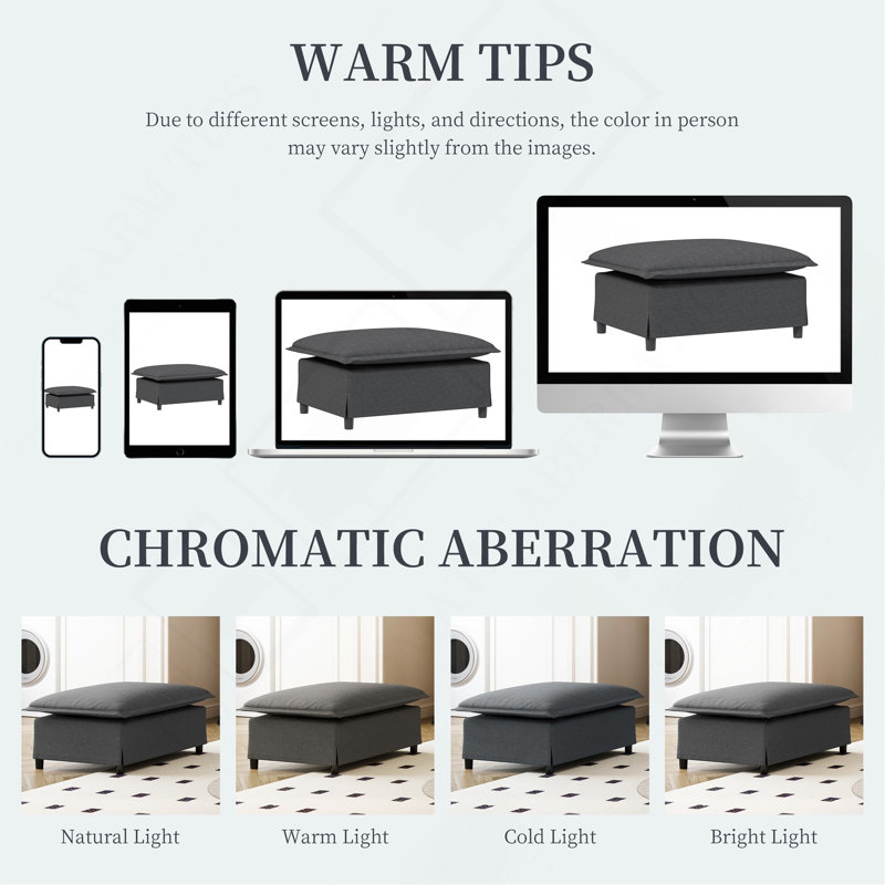 Charming Ottoman Module For Sectional Sofa With Thoughtful Design And Soft Touch, Grey