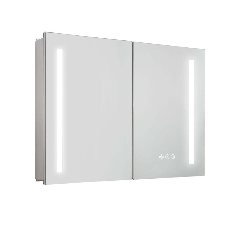 32 po x 24 po Armoire à pharmacie en aluminium à intensité variable avec miroir, DEL et tablettes