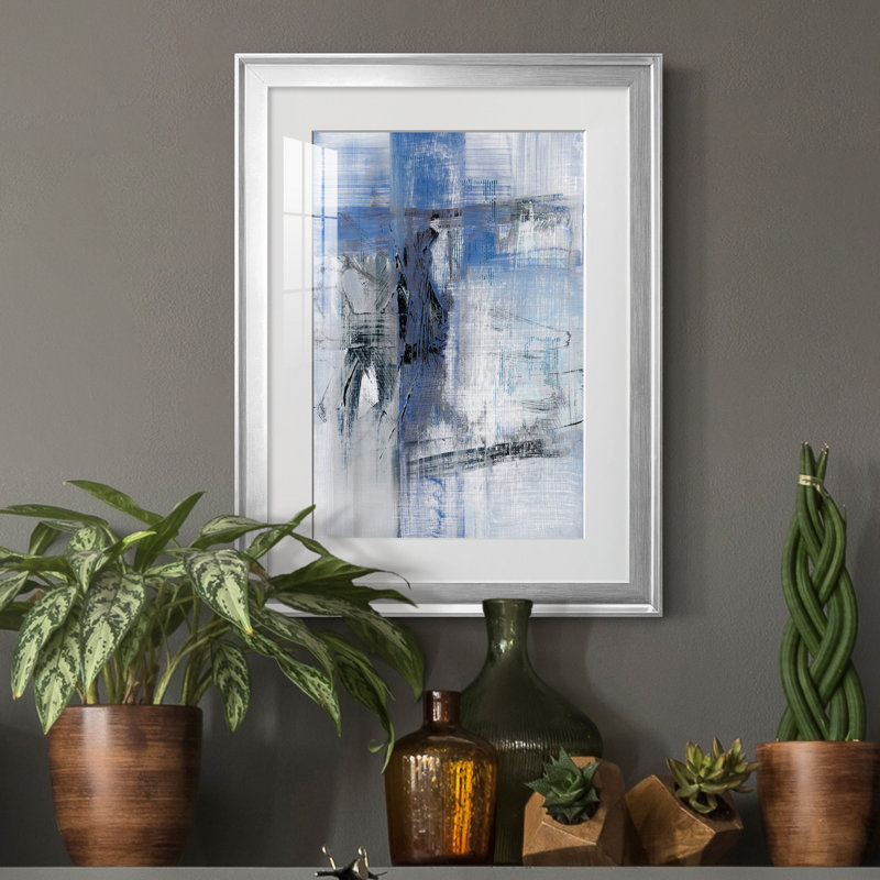 Reflections in Indigo - Cadre photo, reproduction d'art sur papier, H 18,5 po x l 24,5 po x P 1,5 po, Argent