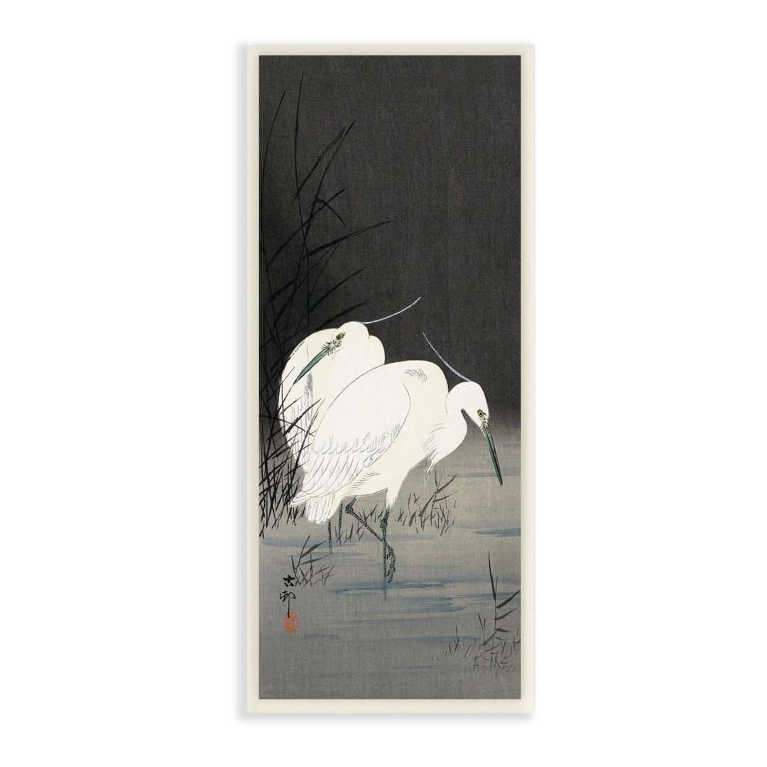 Traditional Crane by Lake Japanese Inspired Bird by Ohara Koson - Graphic Art Highland Dunes 