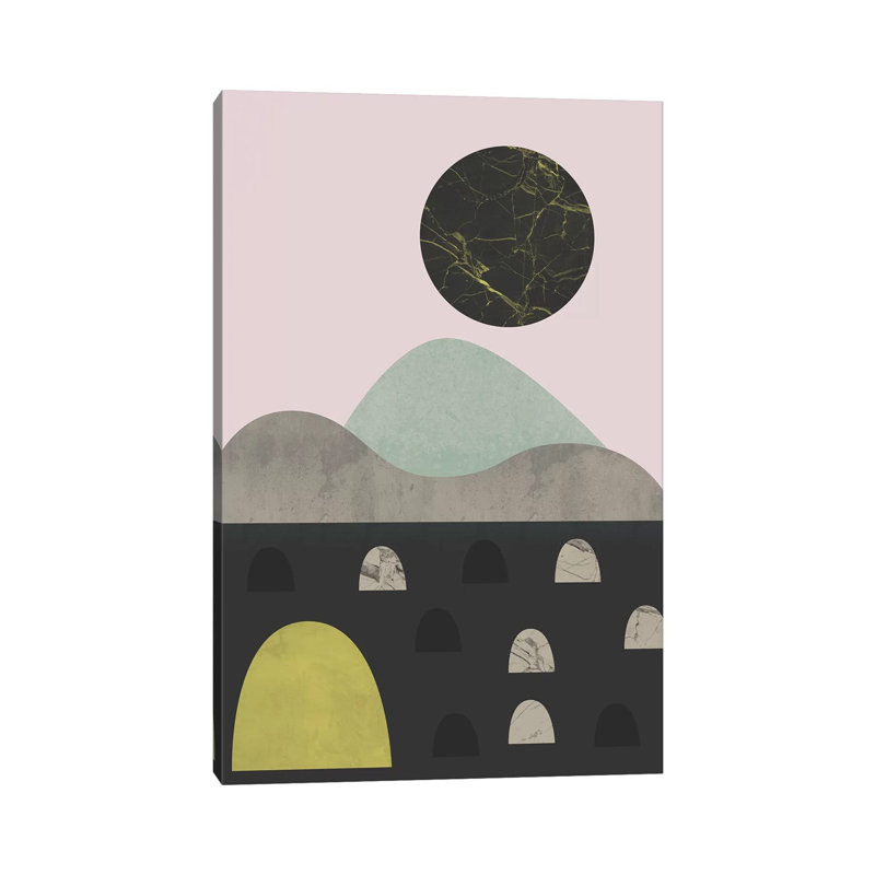 Stones And Moon by Flatowl - Wrapped Canvas Painting, 30.48cm H x 20.32cm W x 1.91cm D
