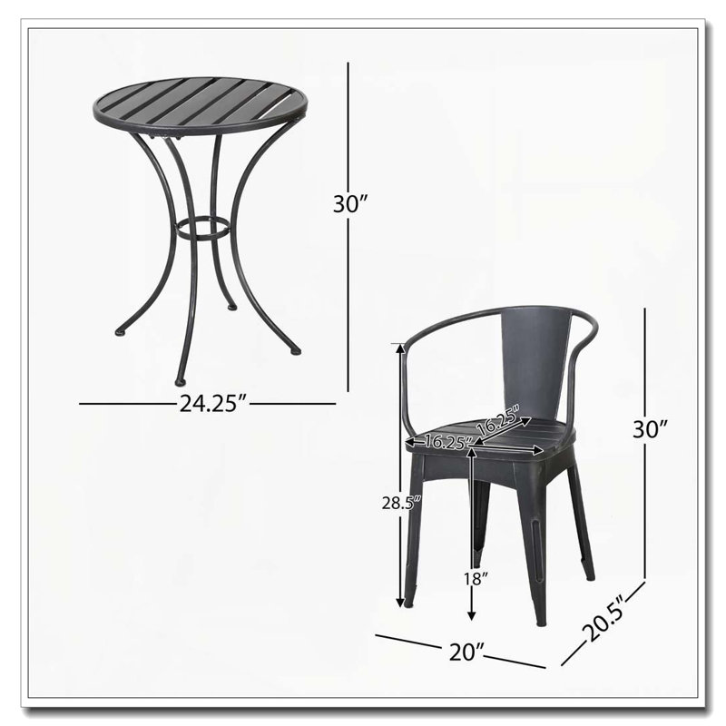 Ensemble d'extérieur 3 pièces, Noir et argent