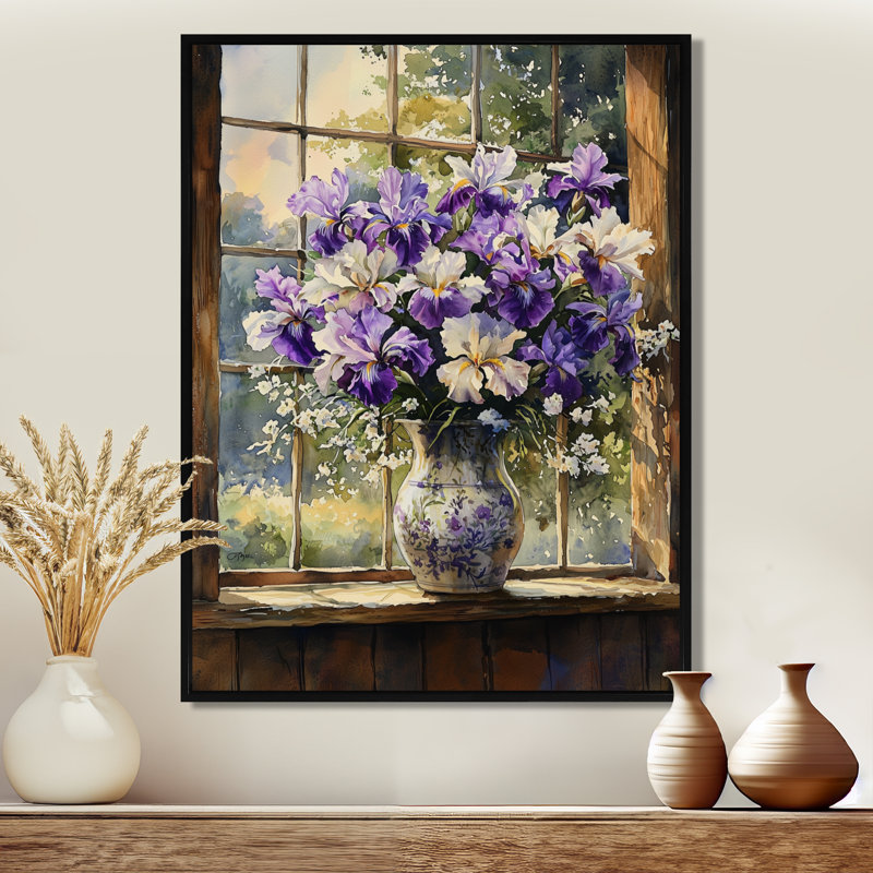Roberts Farmyard Peony Bouquet In Vase I - Assorted Bouquets Framed Prints, Black, Floater Framed Print, 20" H x 12" W