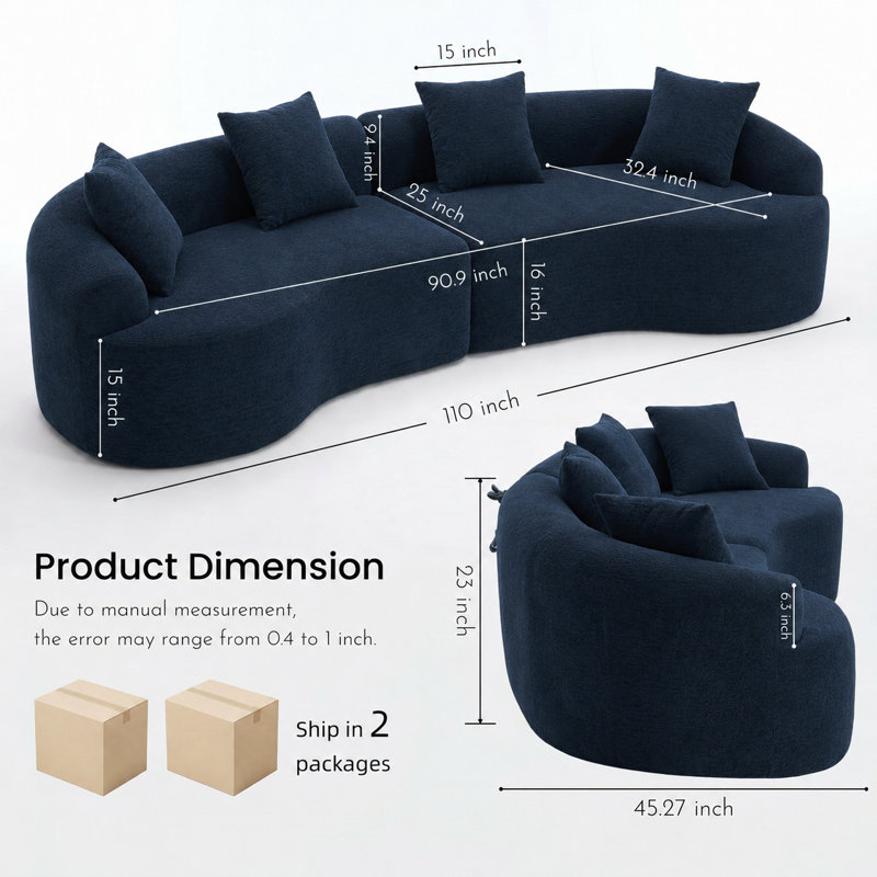 Canapé à compression modulaire Boneless, Bleu antique, 4