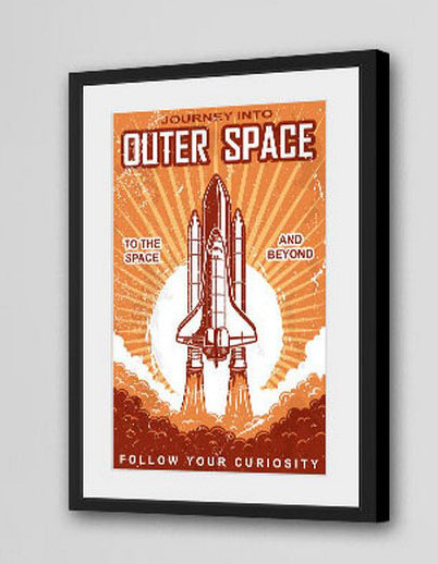Outer Space - Print on Canvas, 61cm H x 41cm W x 3.81cm D, Black