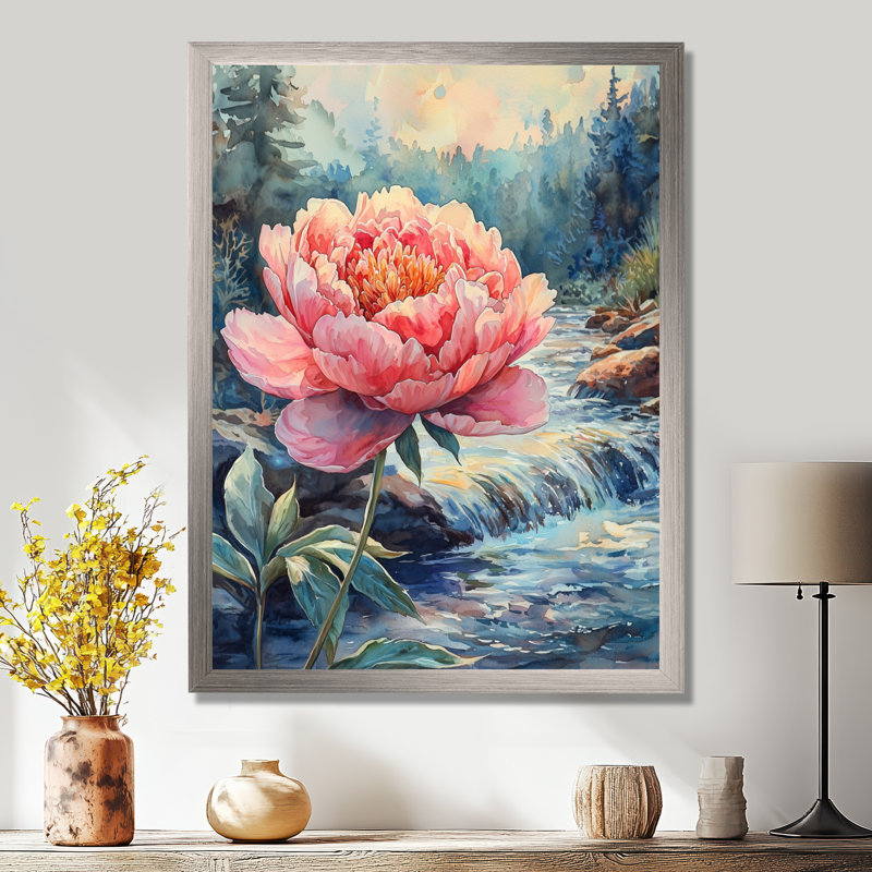 Gensmer - Floral Canvas Art Print, H 20 po x l 12 po, Reproduction encadrée sans passe-partout, Argent argent