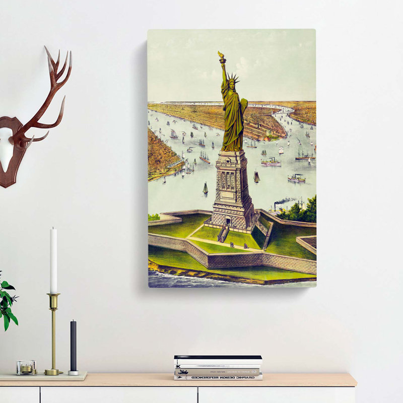 Illustration Of The Statue Of Liberty In New York - Wrapped Canvas, 76cm H x 50cm W x 3cm D