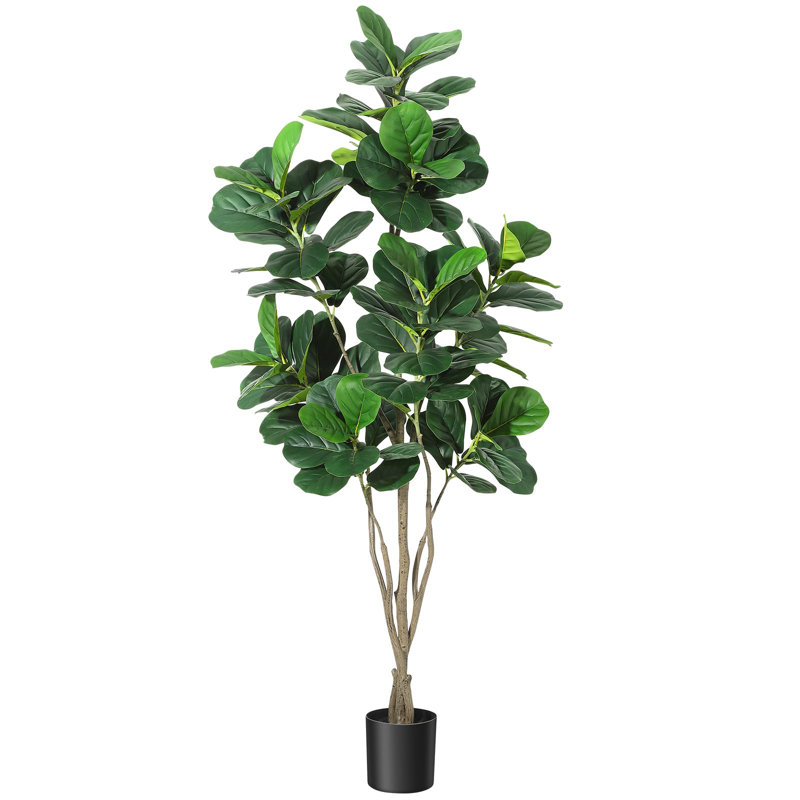 Artificial Tree,Faux Fiddle Leaf Fig Tree,6Ft Tall Ficus Tree Artificial For Home Decor