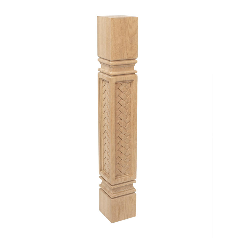 Unfinished Hard Maple Mission Weave Kitchen Island Leg 35.25"