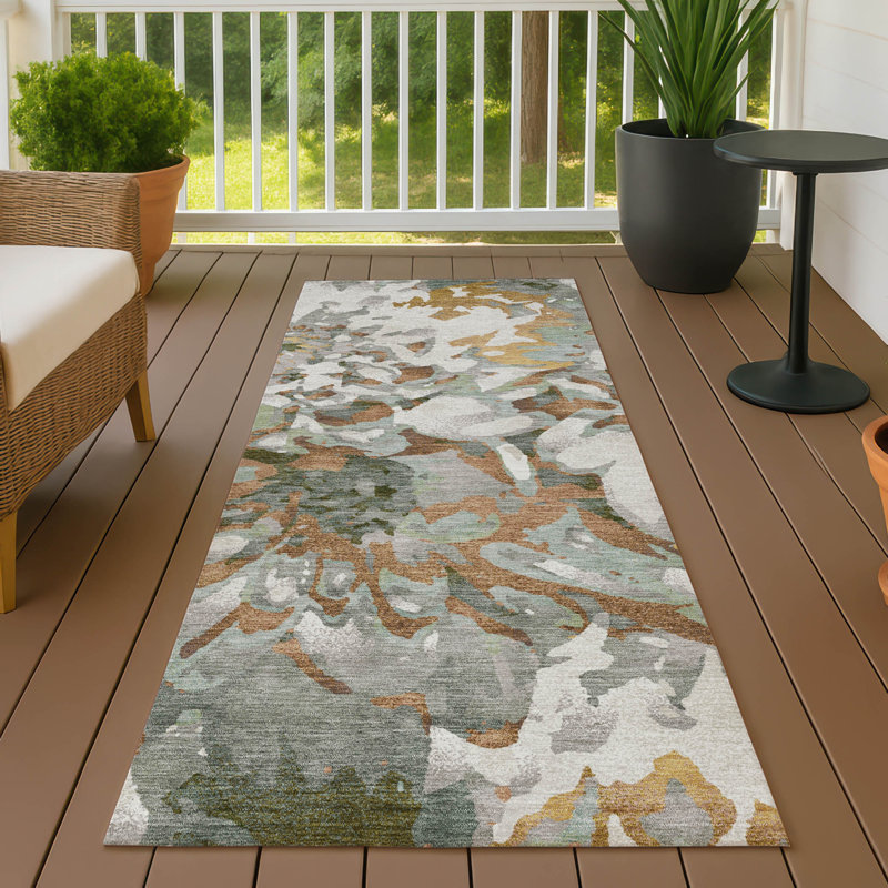 Tapis floral intérieur / extérieur lavable à la machine Molewski ACN2340, Tapis de couloir 2 pi 3 po x 7 pi 6 po