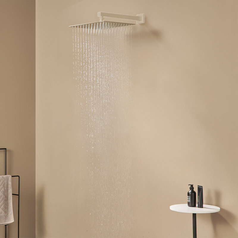 Pomme de douche 10 po en acier inoxydable 304, Carré, Nickel brossé