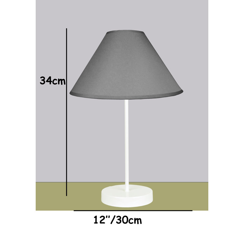 16cm H Cotton Empire Lamp Shade ( Screw On ), Grey, 16cm H x 30cm W x 30cm D