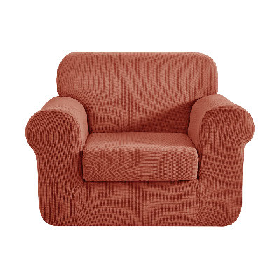 Textured Grid Stretch Soft Box Cushion Armchair Slipcover