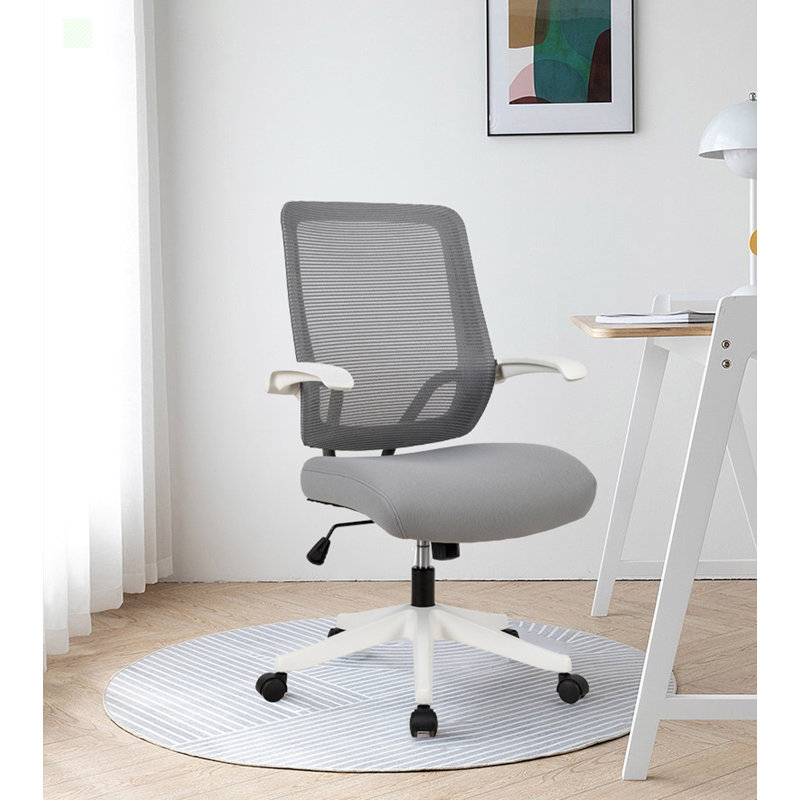 Chaise de bureau mi-tâche avec accoudoirs relevables, Gris