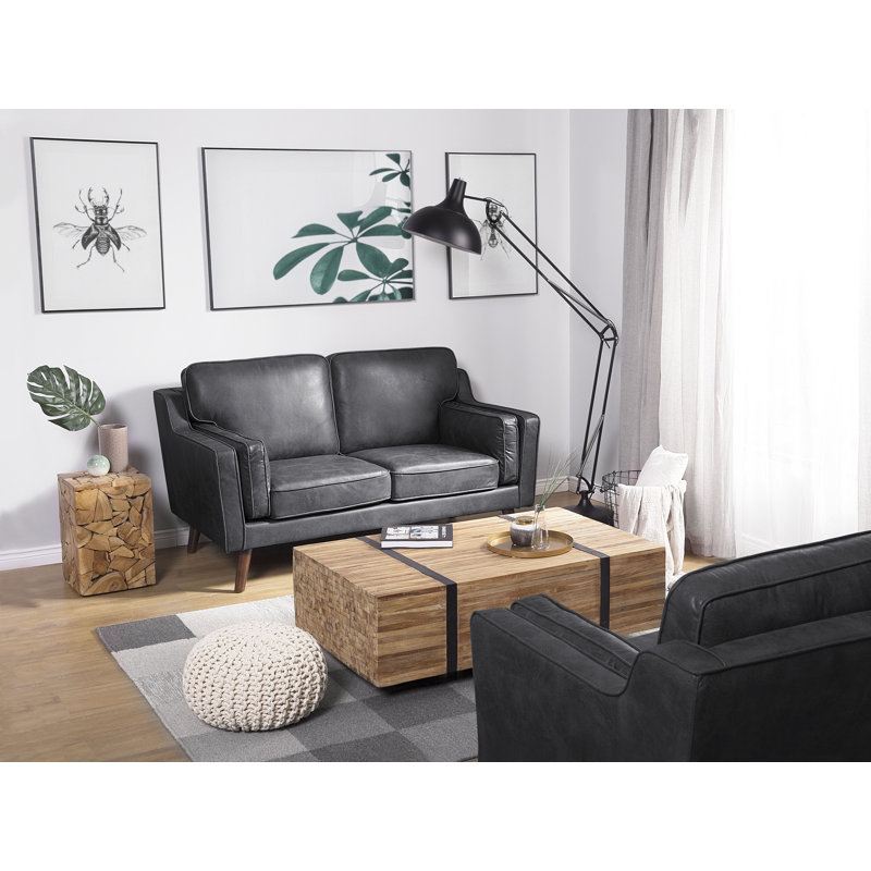 Forsyth Faux Leather Loveseat, Grey, 2 Seat