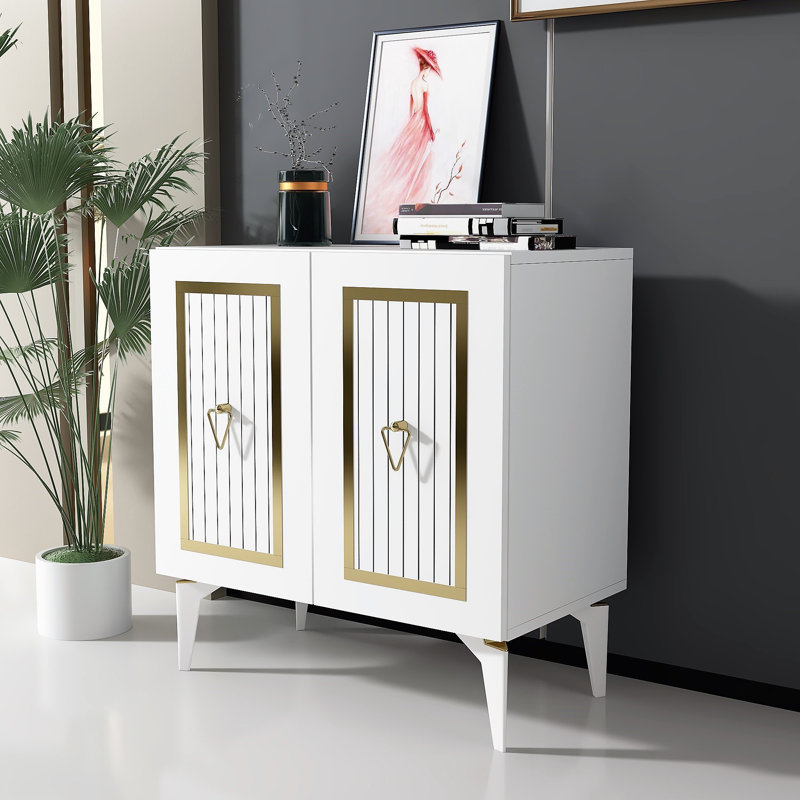 Olivia Accent Chest, White/Gold