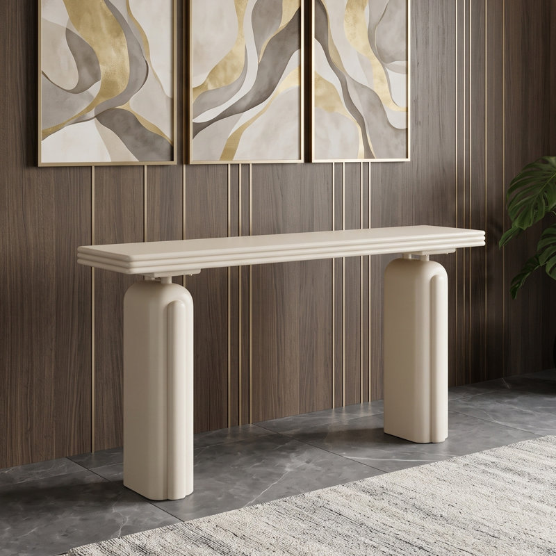 Console en bois avec repose-pieds sécuritaire, Beige