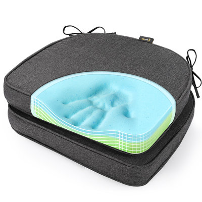 Coussins de chaise en mousse viscoélastique gélifiée pour l'intérieur et l'extérieur Sunpo 17 po x 16 po avec attaches
