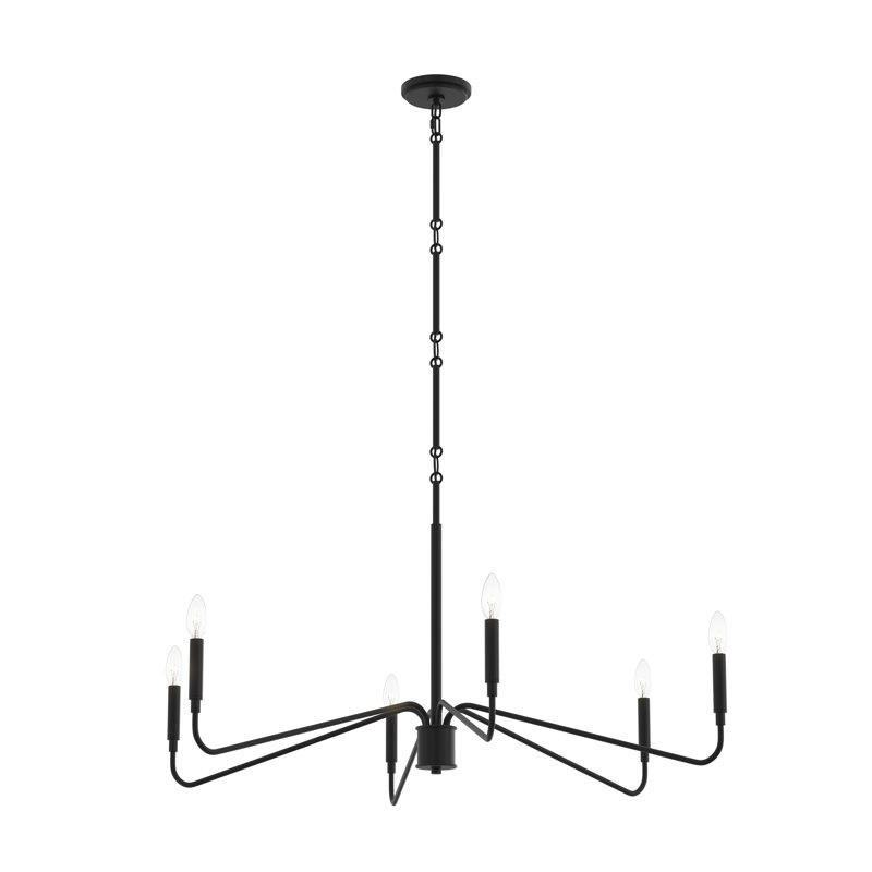 Lustre noir mat à 6 lumières Pilar, Noir mat