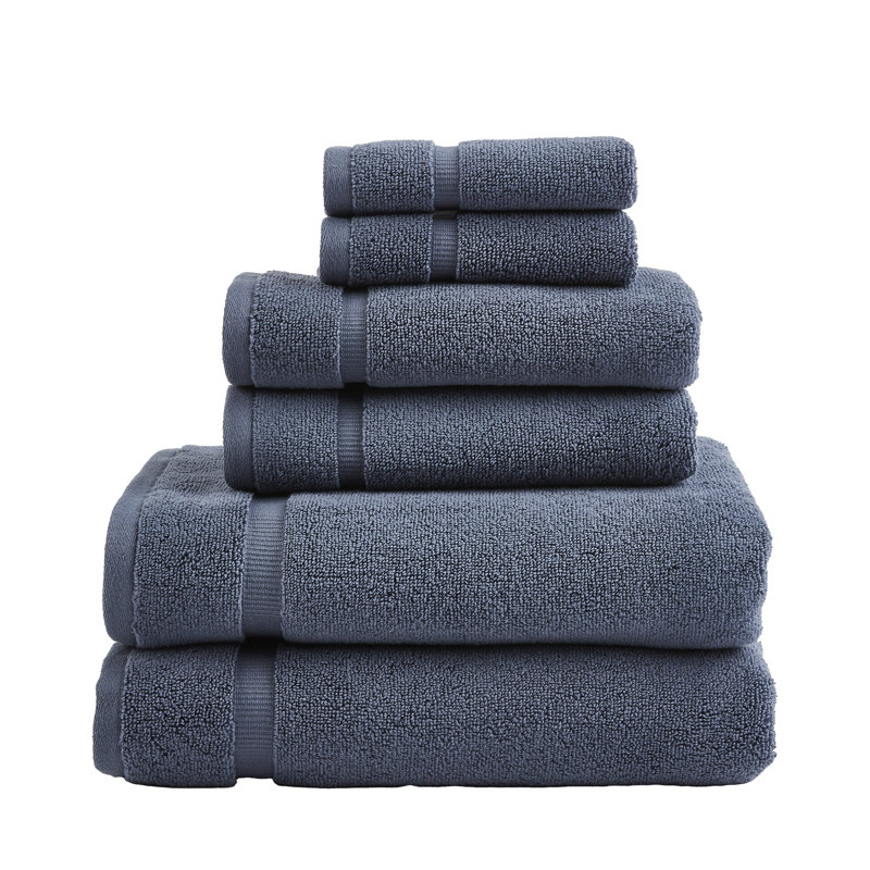 Ensemble de serviettes 6 pièces Splendid Signature 100% coton - très doux, absorbant et non pelucheux, Bleu délavé