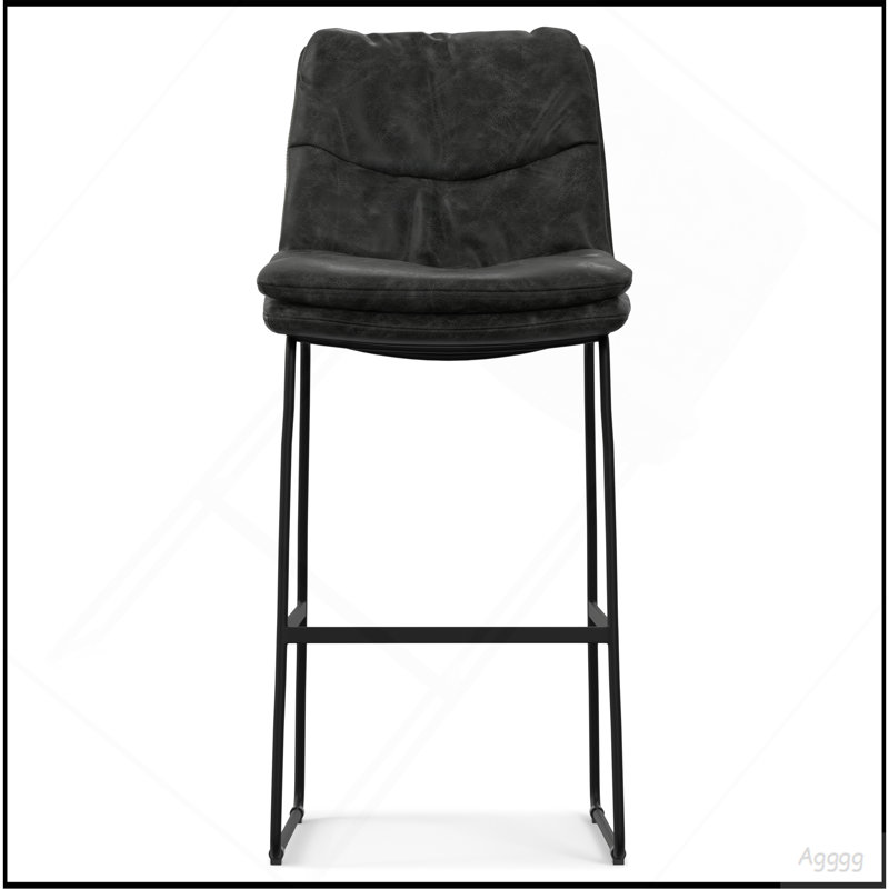 Tabouret de bar Lena (ensemble de 2) en similicuir végétal brun chameau, Gris