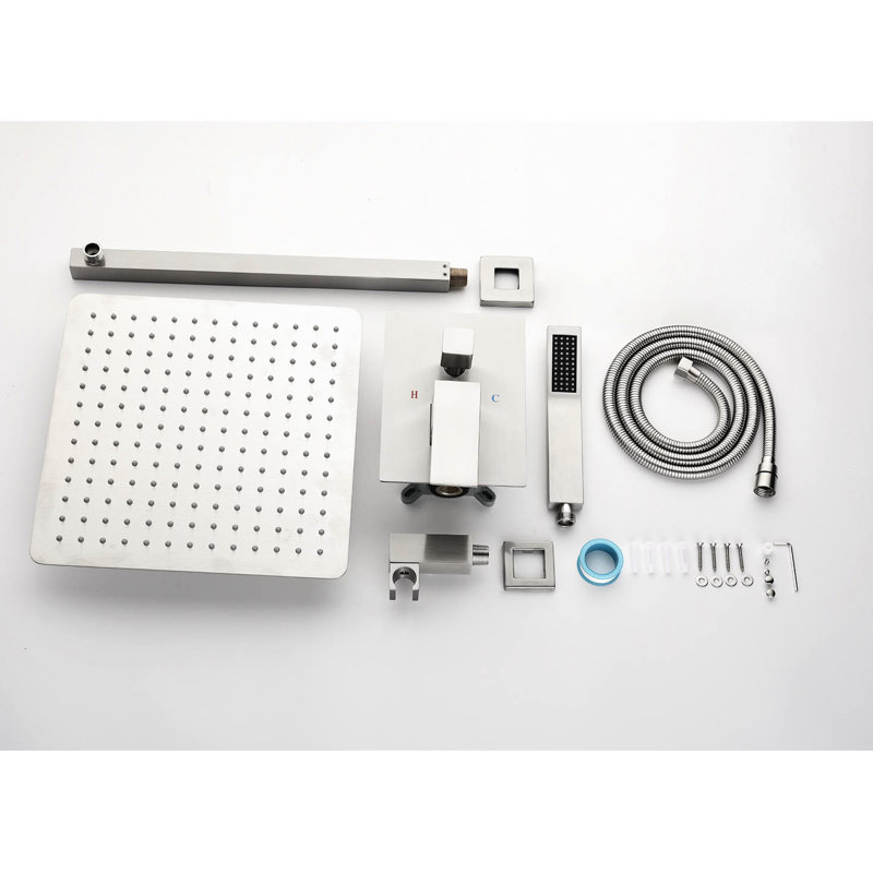 Pluie de douche murale 10 po - Matériaux, massage puissant, autonettoyant, nickel brossé, fixation pour salle de bain 10 po, construction, buse autonettoyante, finition