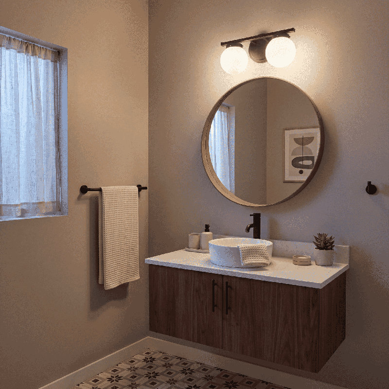 Raelyn 2-Light Dimmable Vanity Light in Matte Black, Matte Black, White
