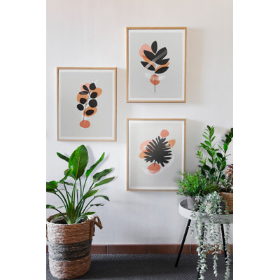 Ensemble de 3 peintures élégantes encadrées décoratives, 12,9 po x 18,9 po | Cadre 100% bois massif (épaisseur: 0,8 pouce), œuvre d'art 100% MDF | Impression numérique éclatante, parfaite pour la décoration de salon et de bureau