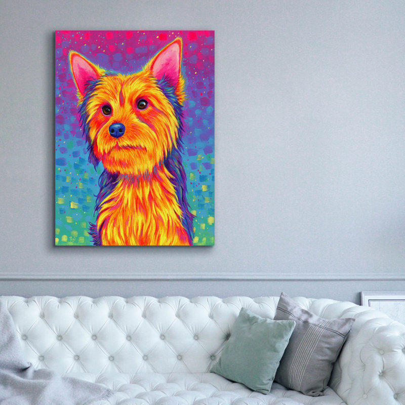 «Yorkshire Terrier» par Rebecca Wang, art mural sur toile, 12 po x 16 po, H 54 po x l 40 po x P 1,5 po