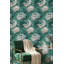 Papier peint floral, peinture murale moderne verte