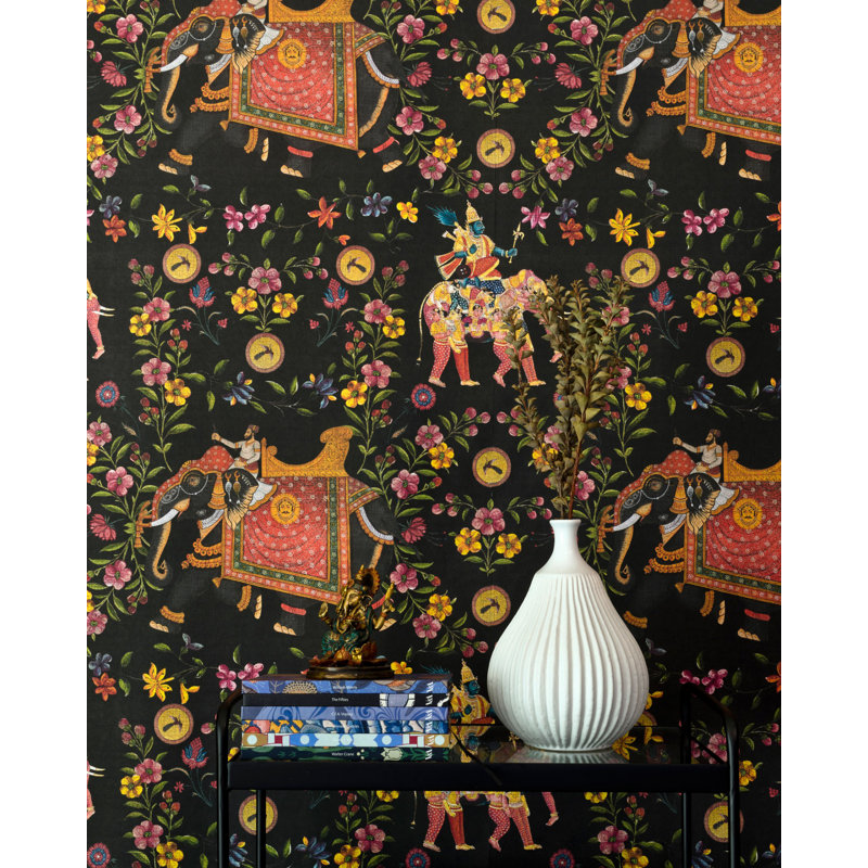 World Of Fabrics Wallpaper Roll, Yellow/Red/Black