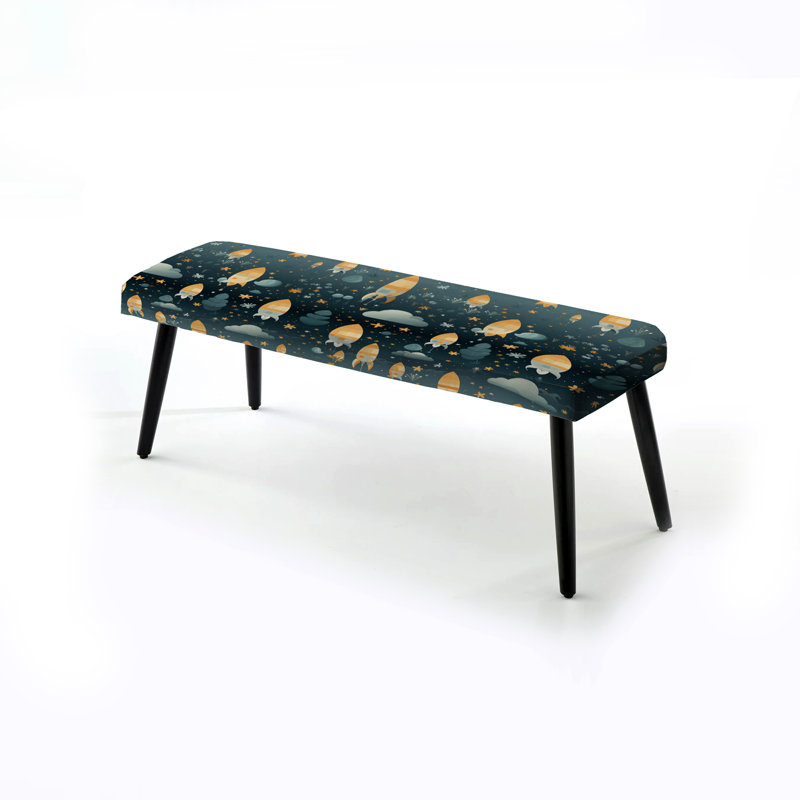 Space Rocket For Kids Bed - Banc rembourré noir pour chambre d'enfant