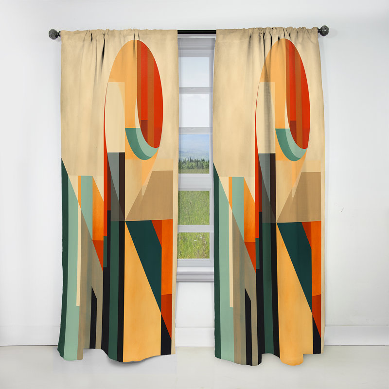 Full Moon Symphony Midcentury Abstract I - Rideau occultant abstrait - 1 panneau, L 52 po x L 95 po
