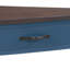 Table basse d'angle compacte à 3 niveaux avec pieds en bois massif, bleu marine / espresso pour les petits espaces