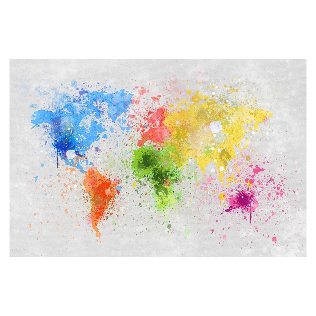 Strukturierte Fototapete Colourful Sprayed World Map 2,25 m x 336 cm