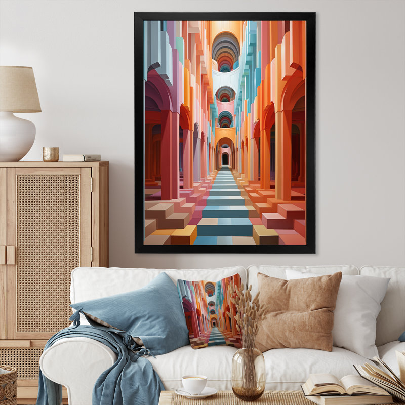 Illusion optique Op Art I - reproduction, Cadre photo noir, H 32 po x l 16 po x P 1 po